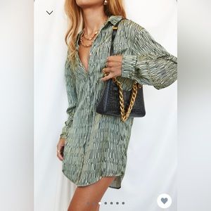 “Paris Forever” Silky T-shirt Dress, Sage